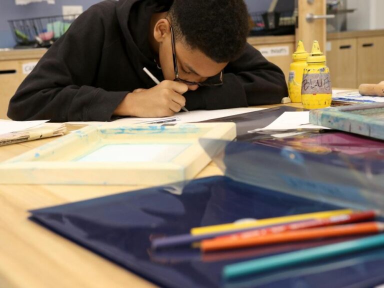 A student works on a sketch