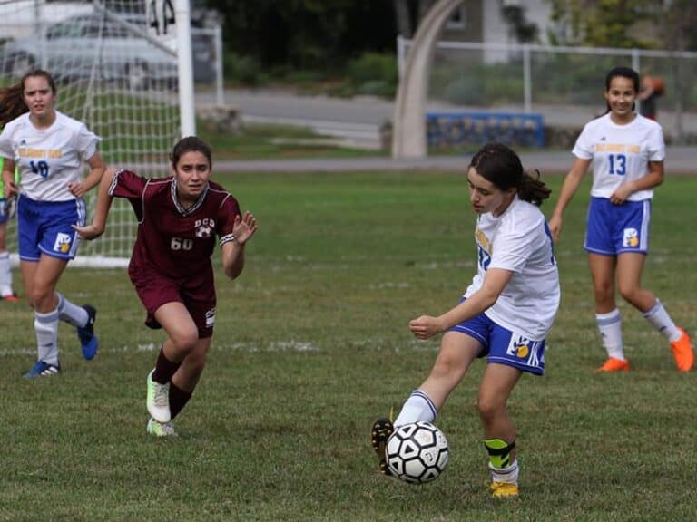 Girls' varsity soccer action