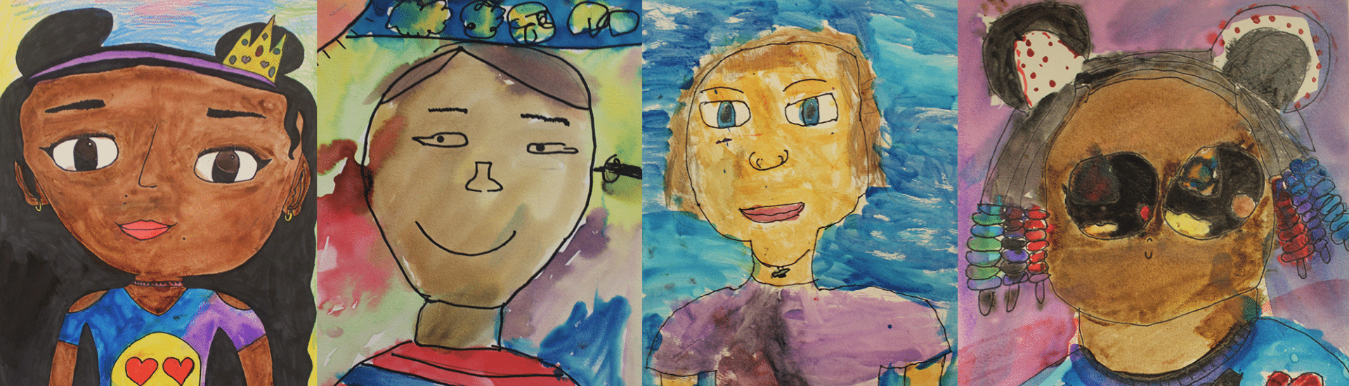 Four student self-portraits