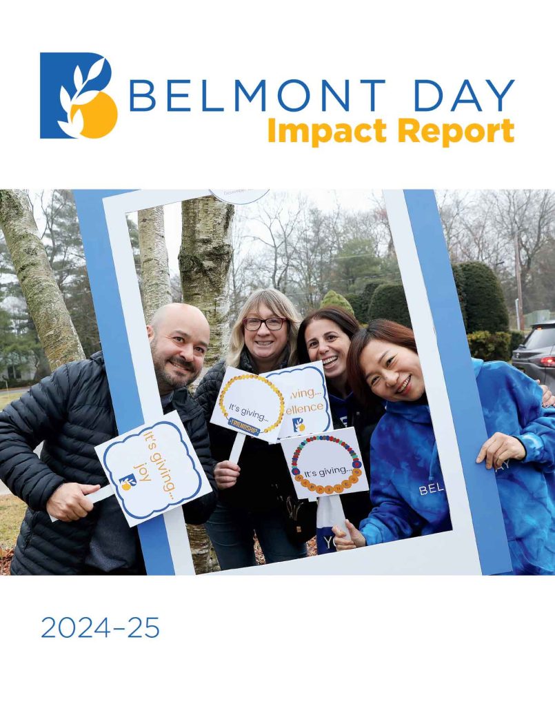 Four parents smile and celebrate Giving Day